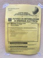 AVVISO DI INTERRUZIONE DI ENERGIA ELETTRICA Copertina